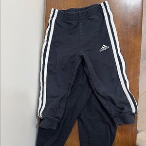 Adidas Kids Black Joggers with White Stripes